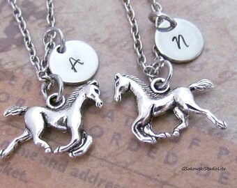 BESTIE Best Friend Personalised Necklace Horse & Heart Initial Gift