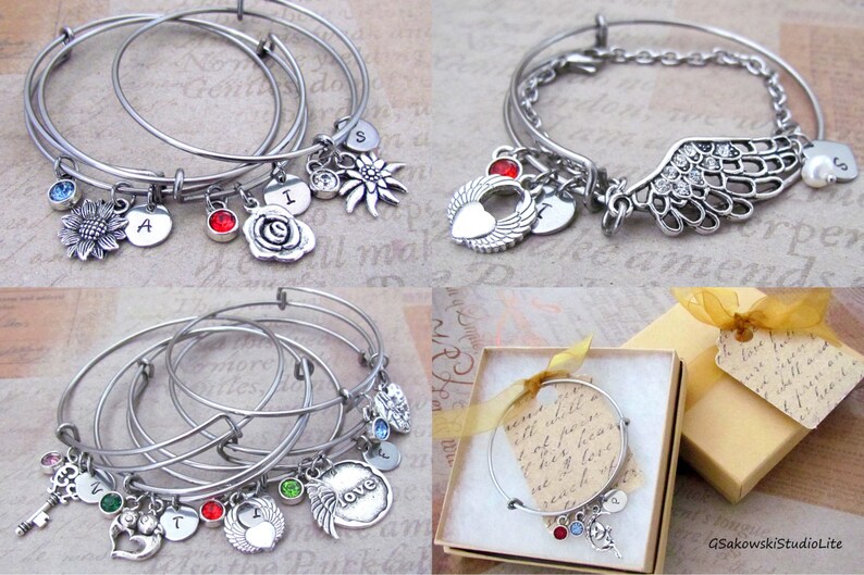 She Has Fire In Her Soul And Grace In Her Heart Personalized Hand Stamped Initial Birthstone Inspirational Stainless Steel Bangle Bracelet