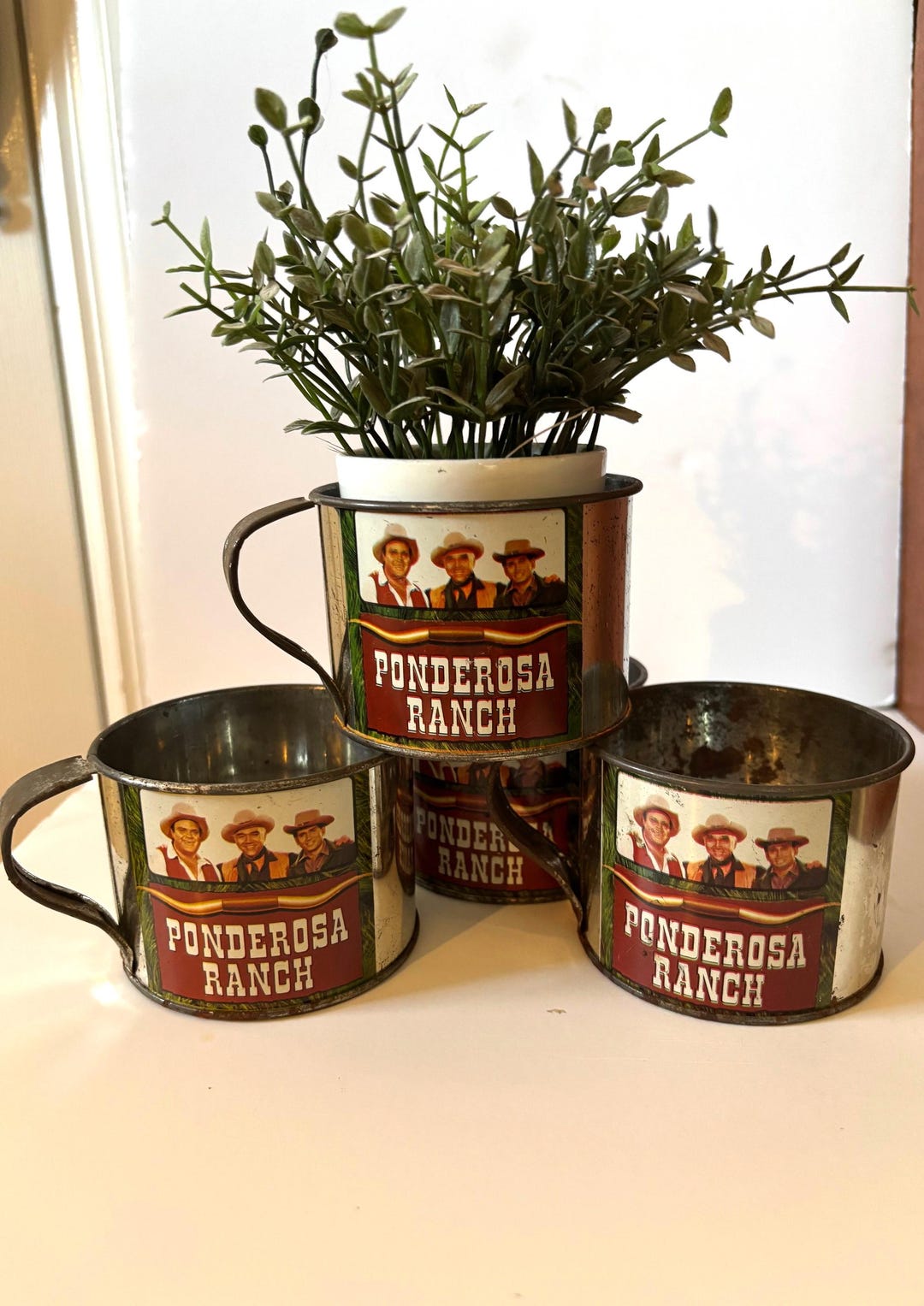 Ponderosa Ranch Tin Cups Set of 4 Bonanza TV Western Collectible - Etsy