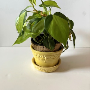 Vintage McCoy Planter, Planter w/Saucer, Yellow Planter, Decorative Planter