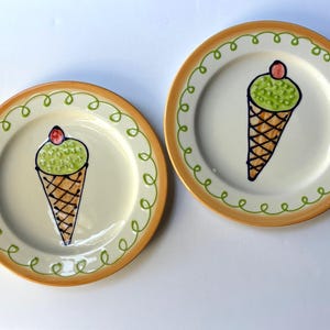 Dessert Plates, Ice Cream Cone Plates, Hand painted Plates,  Decorative Plates, Wall Decor, Interior Design