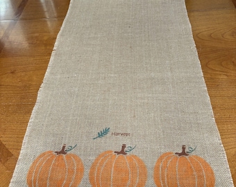 Kürbis Sackleinen Läufer Erntedank Erntedank Tischdekoration Saisonaler Läufer Handgemalt