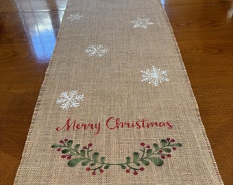Runner da tavola natalizio dipinto a mano, decorazione stagionale per la casa, best seller, runner per le feste