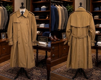 Vintage Burberry Double Breasted Trench Coat With Lining, Size 44