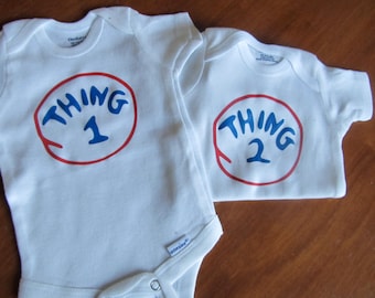 Thing 1 Thing 2 Baby Onesie – Dr. Seuss Inspired Twins Outfit