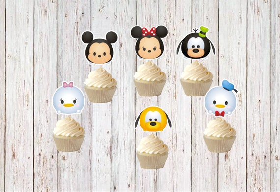 Tsum Tsum Mickey Mouse and Friends Cupcake Toppers Birthday | Etsy