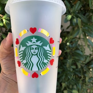 Teacher Starbucks cup-Teacher Gift customized-Starbucks Reusable Cup Teacher-Starbucks cup Pencils-Appreciation Week-Personalized cup
