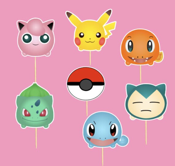 Pokemon Cupcake toppers Set of 14 Pokemon Cupcake toppers Etsy
