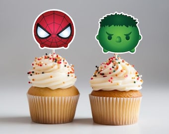 14 Tsum Tsum Avengers Cupcake Toppers - Superhero Party Decorations