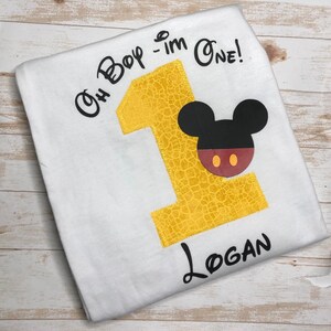 Mickey Mouse Birthday T-shirt-Oh Boy I am One T-shirt-Personalized  Mickey Mouse Birthday T-shirt- Mickey Mouse 1st. Birthday