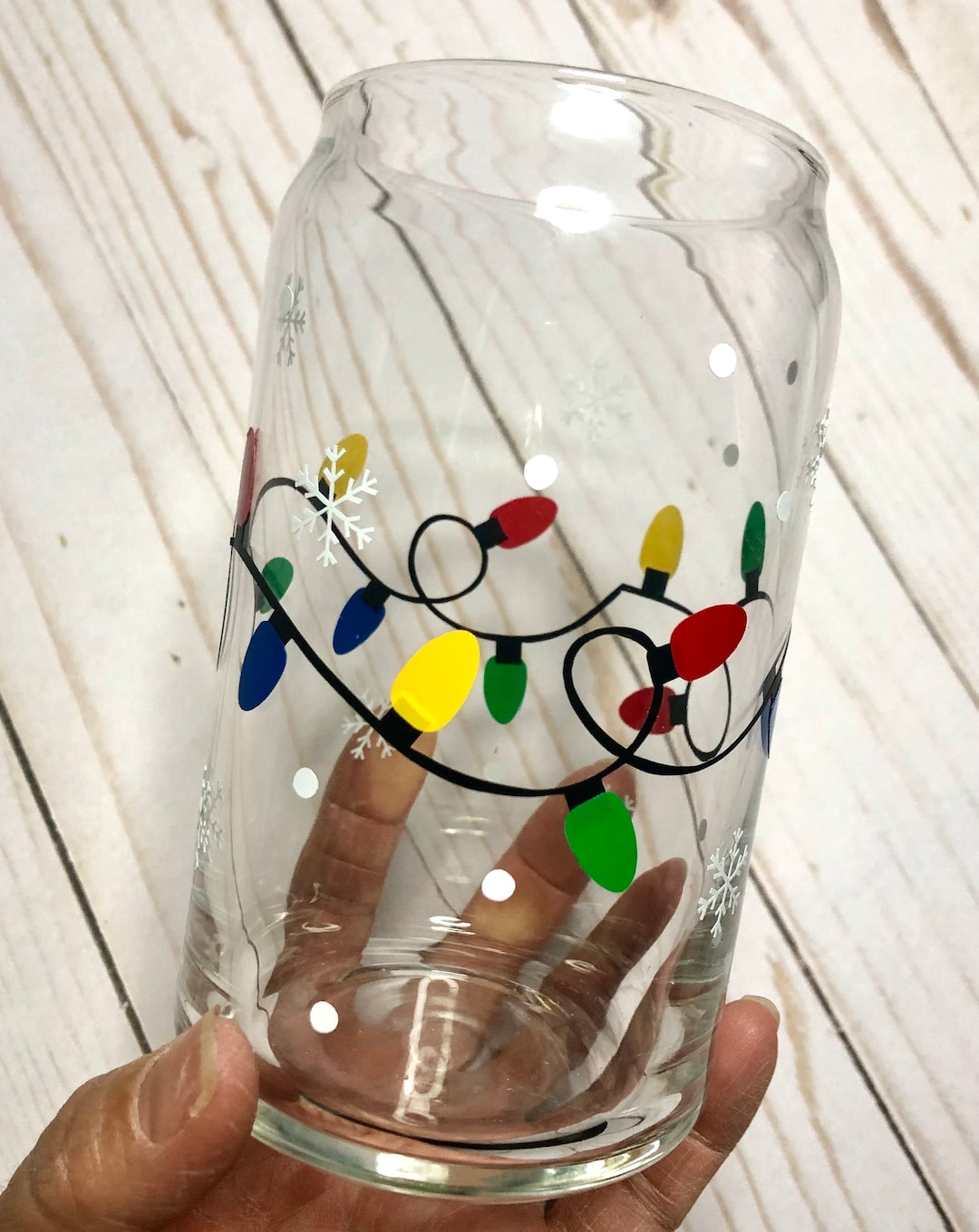 Christmas Light Beer Can Glass Holiday Beer Can Glass Etsy