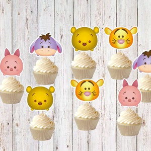 Tsum Tsum Winnie Pooh Cupcake Toppers - Set of 12 Winnie the Pooh Cupcake Toppers