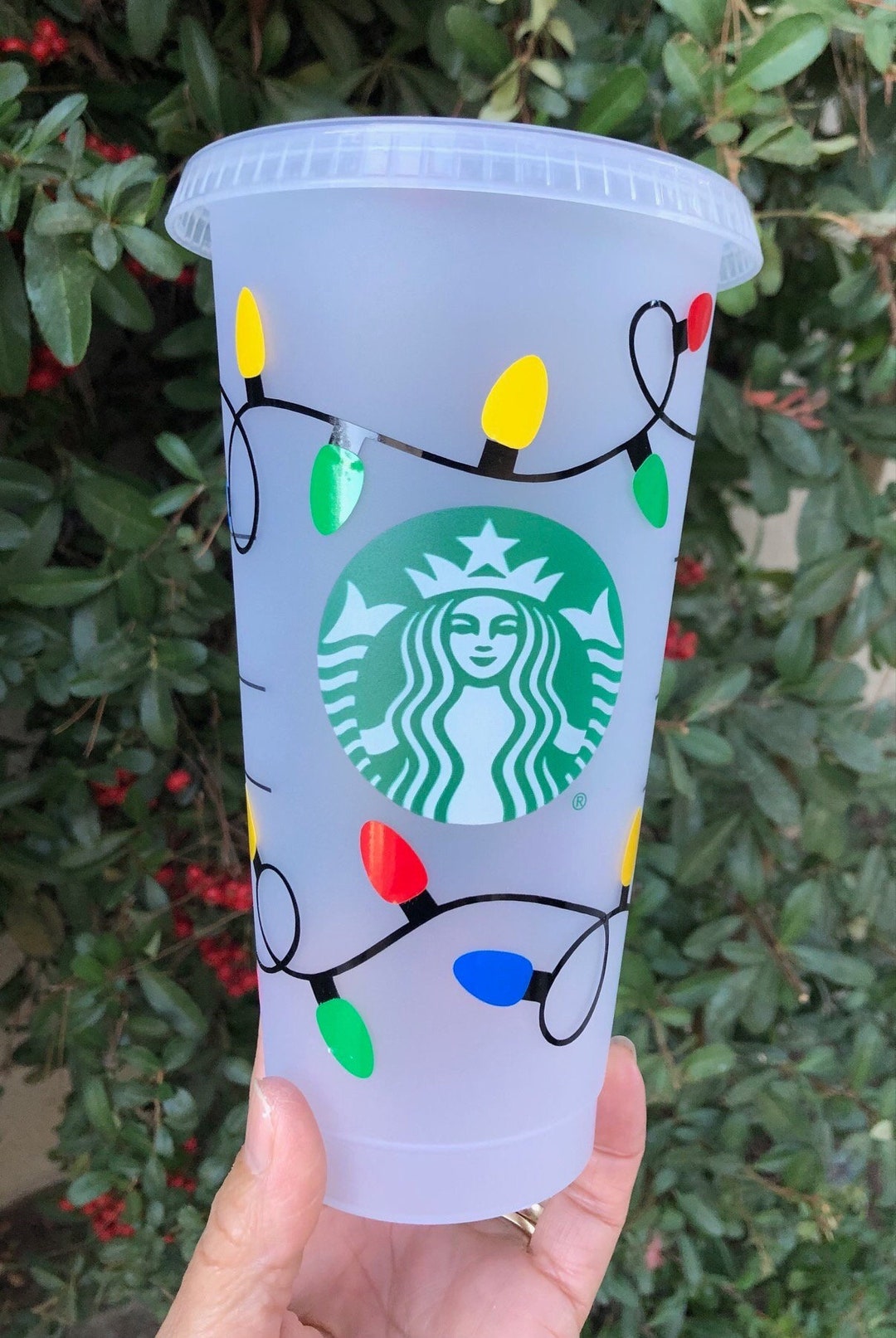 Christmas Light Starbucks Cup Personalized Christmas Etsy