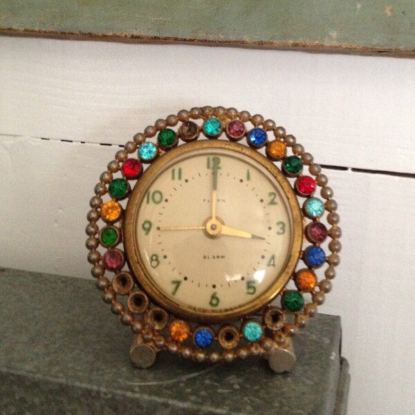 Vintage Florn Rhinestone Alarm Clock