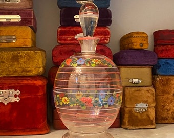 Antique hand painted decanter or perfume bottle