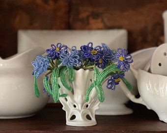 RESERVED for MG. French beaded flowers in Paris vase