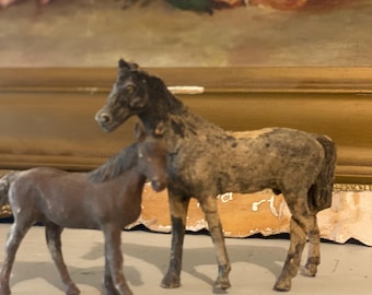 Vintage composition horses mare and foal