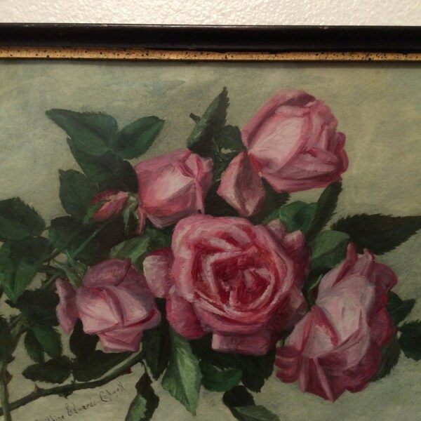 Victorian Roses Oil on Flat Canvas