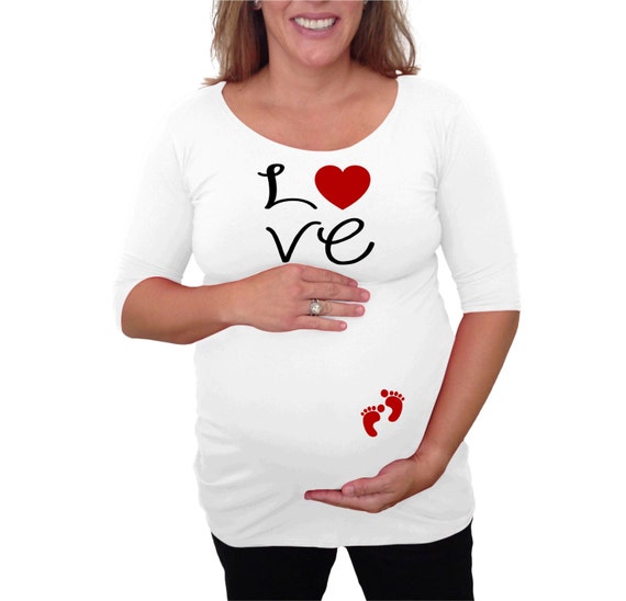 Items similar to Maternity Cute "Love" Maternity Shirt White pregnant