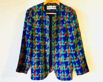 Early 90s vintage blazer, Fyzal Virani, Wool, Gold accent, Pockets