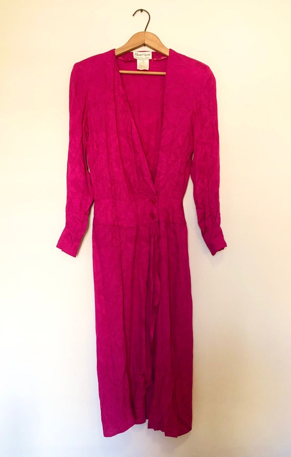 1980s, 1990s Fuchsia Pink Dress, Work, Formal, Plu
