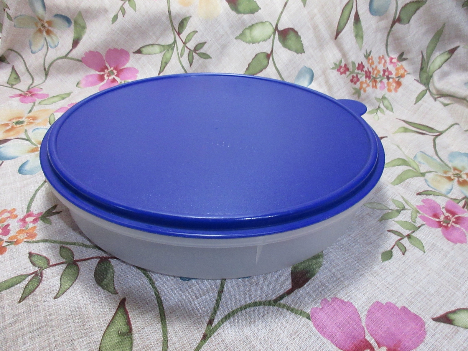Tupperware Round Container 1970s .Blue Lid Etsy