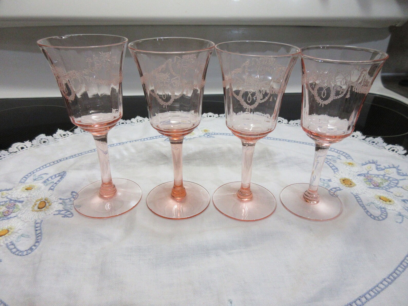 Vintage Pink Depression Wine Glasses 1920s30s Etsy