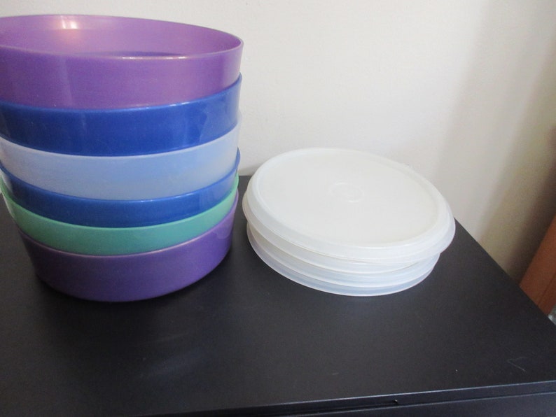 Set of Six Vintage Used Tupperware Cereal Bowls With Lids Etsy
