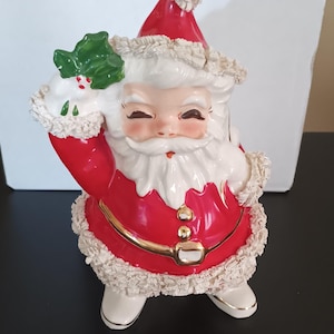 Vintage Napco Japan Spaghetti Santa Claus Planter Candy Dish 8&quot;