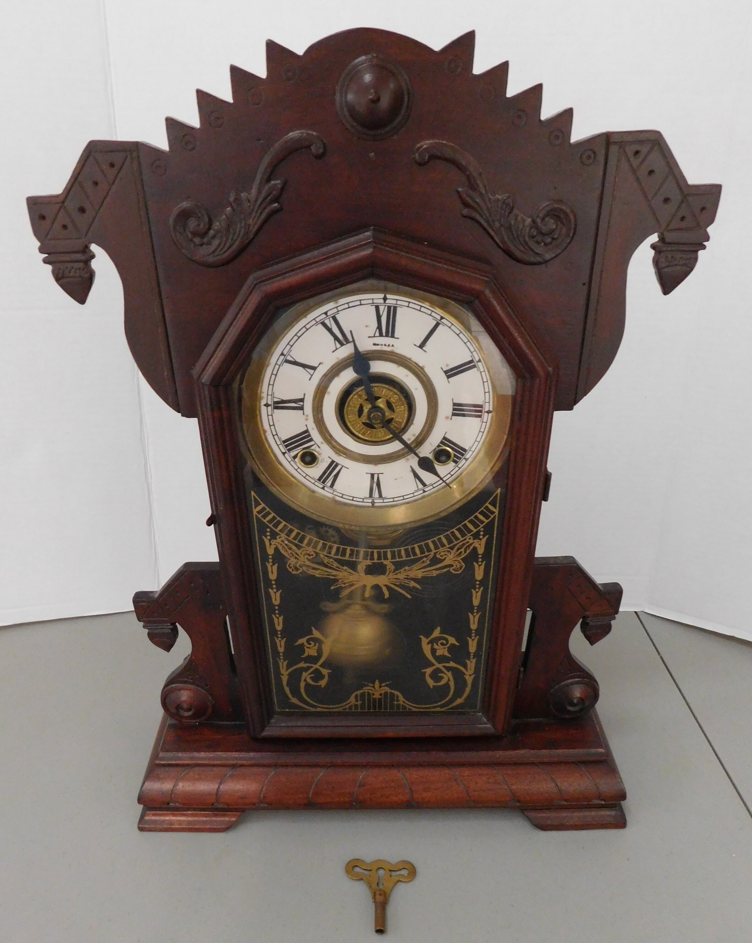 Antique Wood Gingerbread Kitchen Clock with Key Working Etsy