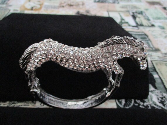 Vintage Rhinestone Horse Bracelet - image 5