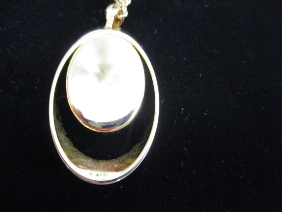 Mid Century Cameo Necklace Faux Gold W/Halo - image 4