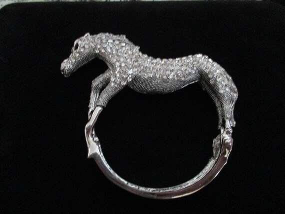 Vintage Rhinestone Horse Bracelet - image 2