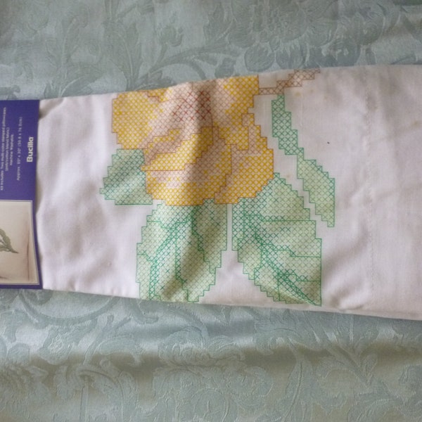 Bucilla  6 Count Multi- Color Stamped Flower Pillowcase Pair