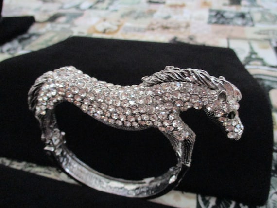 Vintage Rhinestone Horse Bracelet - image 1