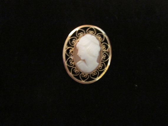 Catamore Heart Frame Carved Shell Cameo 1960'S - image 1