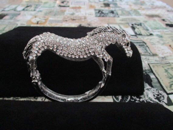 Vintage Rhinestone Horse Bracelet - image 3