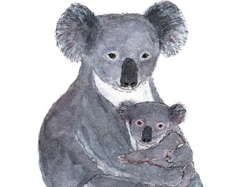 Mama Koala / Greeting card / Blank / Recycled paper / Made in USA / Animal art / Children's book illustration / Watercolor