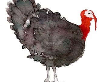 Turkey / Thanksgiving / Greeting Card / Blank Inside / Recycled Paper / Watercolor
