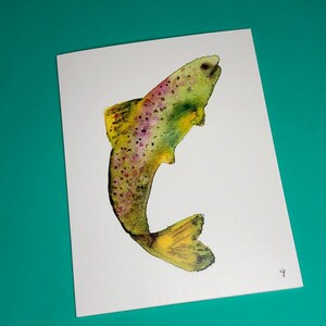 Salmon / Greeting Card / Blank / Envelope / Painted & Printed in Seattle / Woman Owned Business