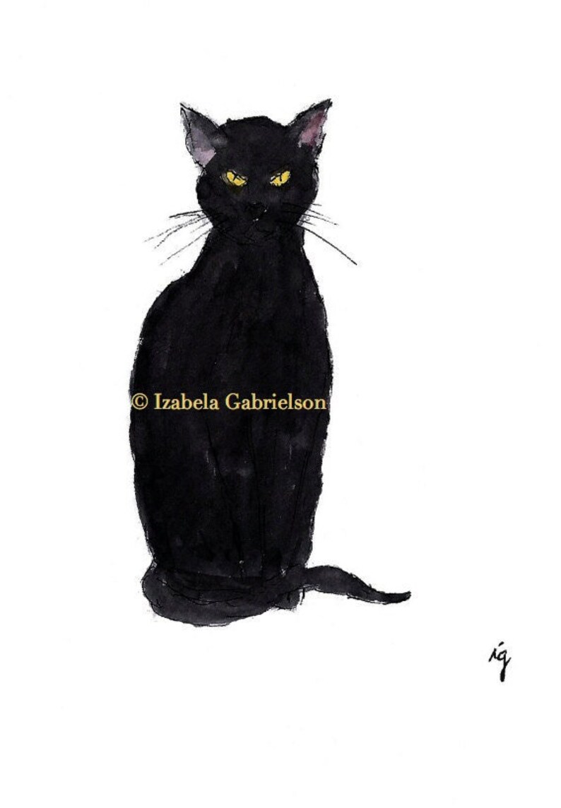 GREETING CATS / Greeting Cards / Blank / Note Card/ Watercolor / Black