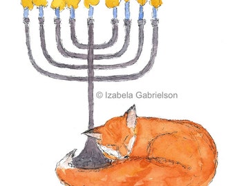 Hanukkah Fox / Greeting Card / Holiday