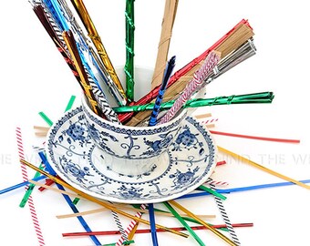 200 Twist Ties - Make Your Own Assortment - Choose from 10 Colors - 6-Inches long Metallic, Kraft & Stripes - Gift Wrap Packaging Supply