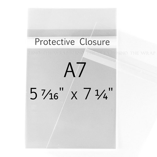 200 - A7-size Clear Bags - 5-7/16 x 7-1/4 inches - for 5 x 7 Cards and Photos - Protective Closure Polypropylene Sleeves Envelopes