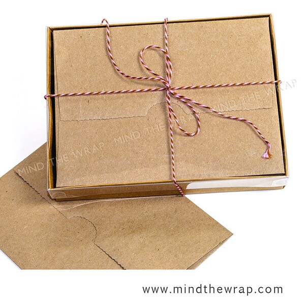 25 sets - A2 Kraft Box with Clear Lid - 4.5 x 1 x 6 inches - 2 piece box - Fits A2 Note Cards & Envelopes