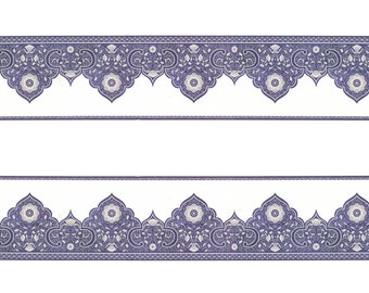 NEW Arabesque Border Washi Tape - Wide 45mm x 5m - Navy Blue Moroccan Tile Motif - Floral and Geometric Design - Decoration Frames Borders