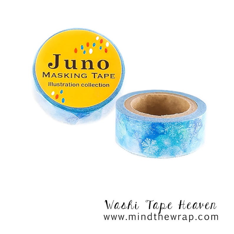 Winter Frozen Theme Snowflakes Washi Tape Watercolor Illustration Cool Blue Colors