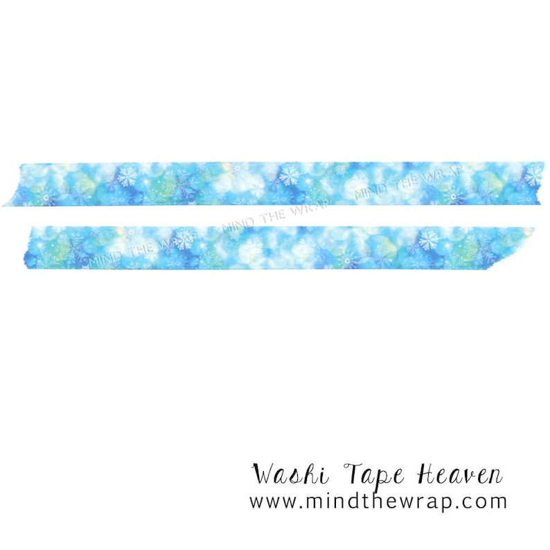 Winter Frozen Theme Snowflakes Washi Tape Watercolor Illustration Cool Blue Colors