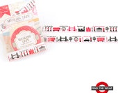 London Washi Tape - 15mm x 5m - Iconic Landmarks and Attractions - London Bus, Cab, Guards, Eye, Tower Bridge and more