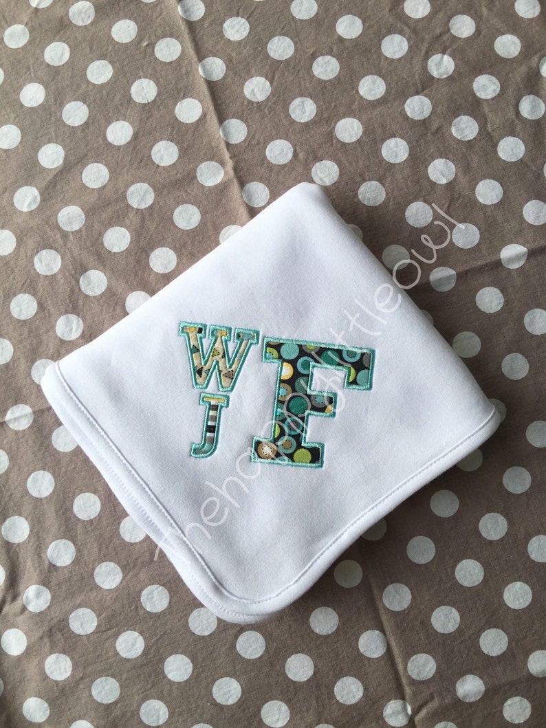 Baby boy gown hat blanket applique name monogram baby Etsy